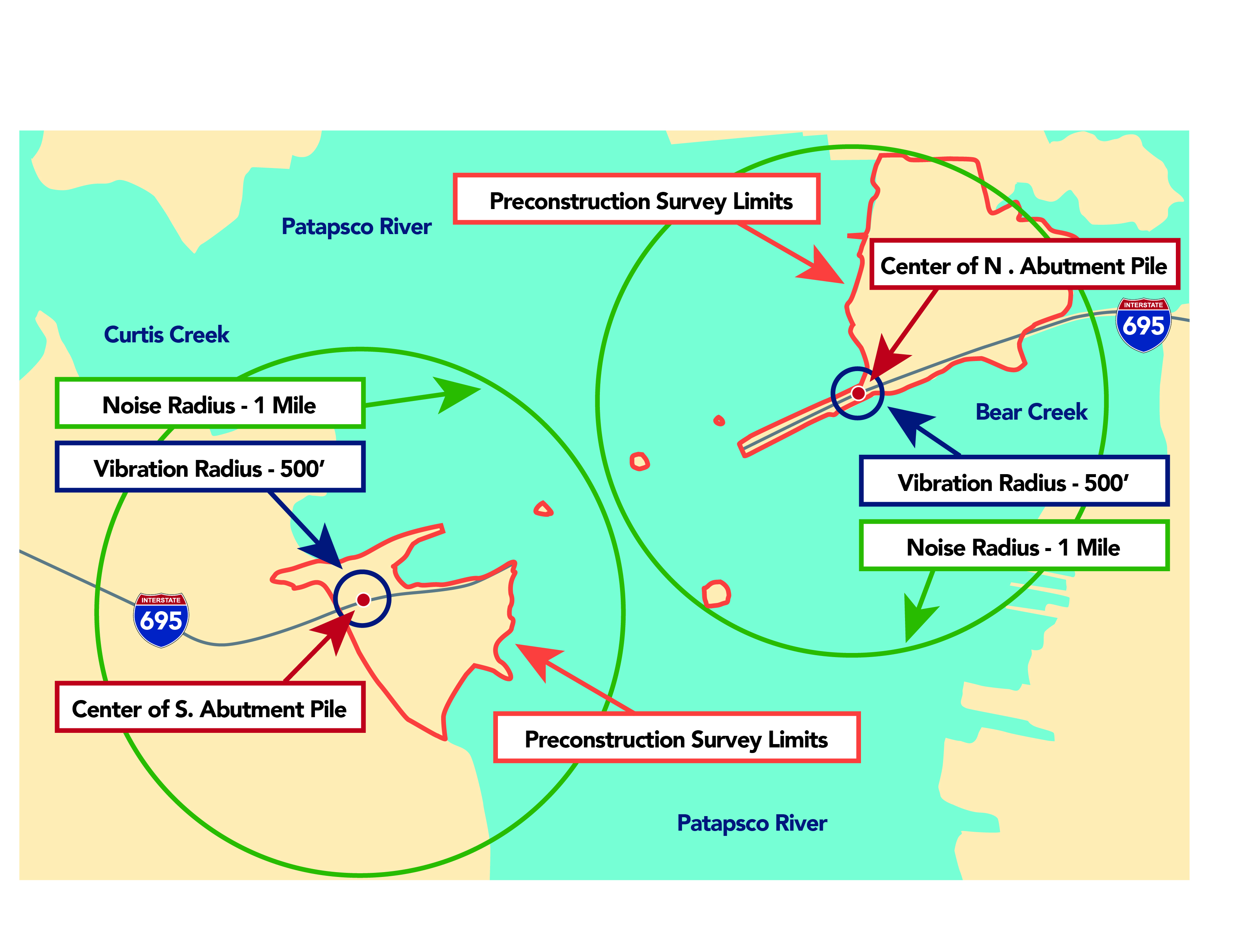 key bridge radius map